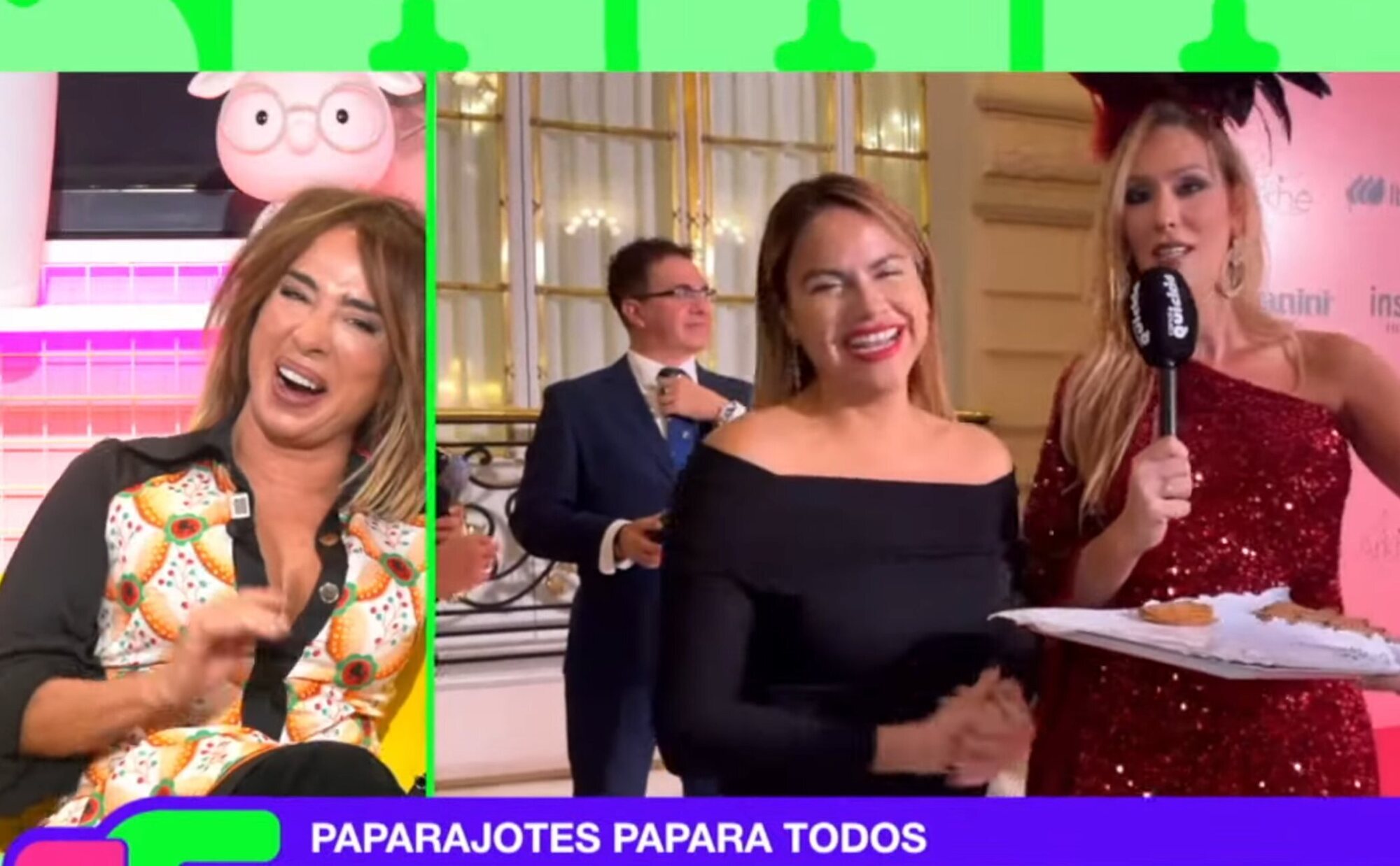 El 'moñeo' de Mónica Hoyos con sus excompañeros de 'Ni que fuéramos shhh' en pleno directo: "Qué pena que no se les ve"